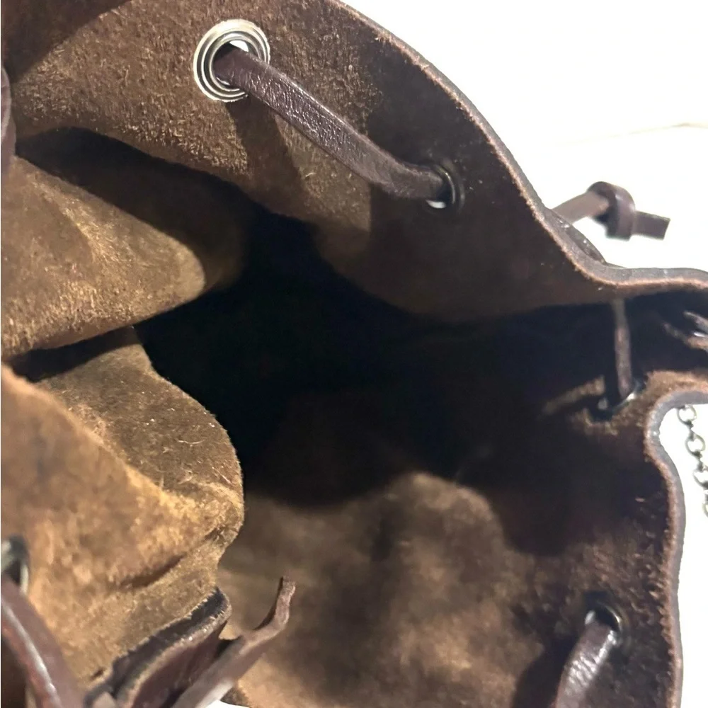Miu Miu Brown Leather crossbody Drawstring mini Bag